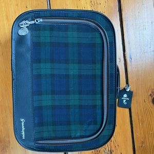 Vintage Grasshopper suitcase. Black watch plaid.